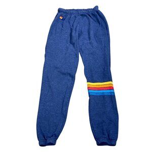 AVIATOR NATION Rainbow Stitch Sweatpants in Navy Sz S EUC